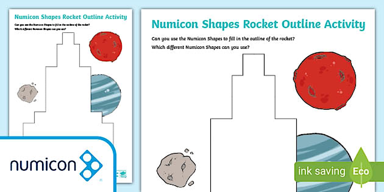 Numicon Shapes Rocket Outline Activity - Twinkl